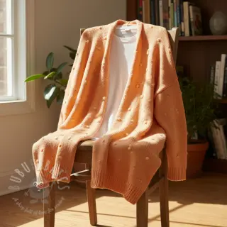 Tröjtrikå BIG KNIT DOT peach