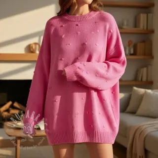 Tröjtrikå BIG KNIT DOT pink