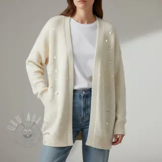 Tröjtrikå BIG KNIT DOT off white