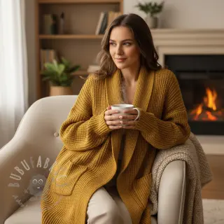 Tröjtrikå BIG KNIT mustard