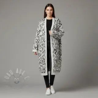 Stickat tyg jacquard Comfy Blurry Ikat grey