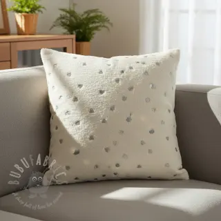 Kappmaterial TEDDY Tossed hearts silver