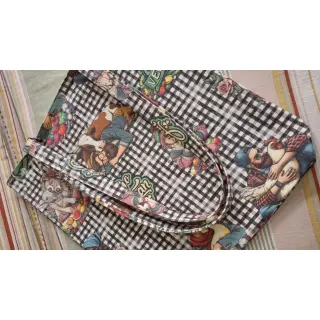 Dekorationstyg Vegan black check digital print
