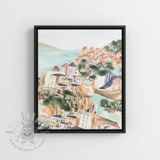 Dekorationstyg Houses ecru digital print