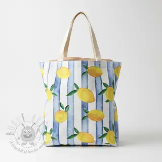 Dekorationstyg Lemons blue digital print