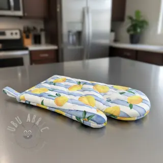 Dekorationstyg Lemons blue digital print
