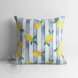 Dekorationstyg Lemons blue digital print