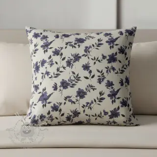 Dekorationstyg Linenlook Night flowers digital print