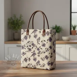 Dekorationstyg Linenlook Night flowers digital print