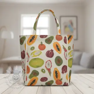 Dekorationstyg Linenlook Fruit digital print