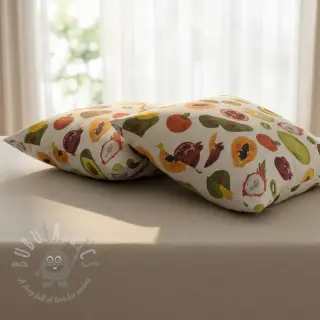Dekorationstyg Linenlook Fruit digital print