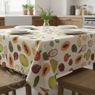 Dekorationstyg Linenlook Fruit digital print