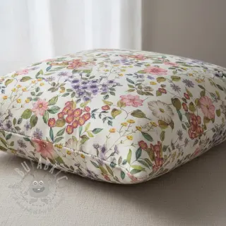 Dekorationstyg Linenlook Flowers meadow digital print