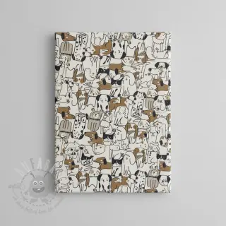 Dekorationstyg Linenlook Dogs natural