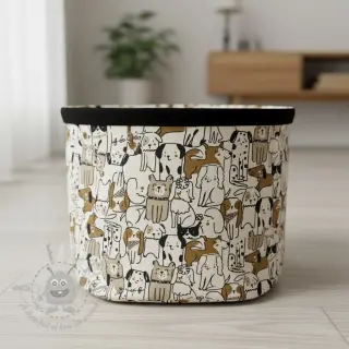 Dekorationstyg Linenlook Dogs natural
