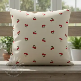 Dekorationstyg Linenlook Cherries natural