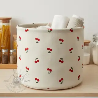 Dekorationstyg Linenlook Cherries natural