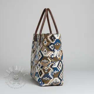 Dekorationstyg jacquard Kilim cobalt havane