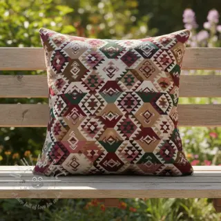 Dekorationstyg jacquard Kilim fuchsia vert