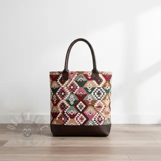 Dekorationstyg jacquard Kilim fuchsia vert