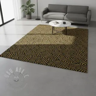 Dekorationstyg jacquard Mesopotamie noir jaune