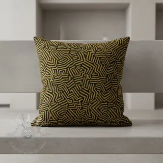 Dekorationstyg jacquard Mesopotamie noir jaune