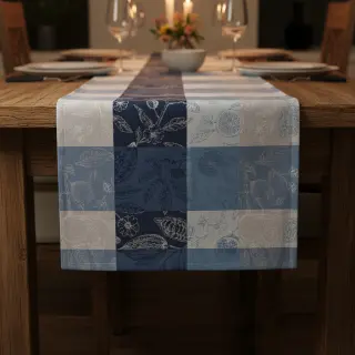 Dekoračná látka FRENCH TABLE CLOTH JACQUARD Cabosse allover indigo