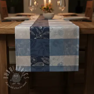 Dekorationstyg FRENCH TABLE CLOTH JACQUARD Cabosse allover indigo