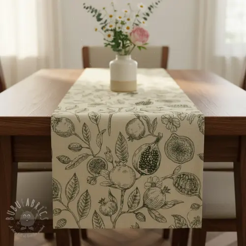 Dekorationstyg RUSTIC VINTAGE PRINT Granata kaki