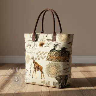Dekorationstyg Linenlook Wildlife Safari Trip digital print