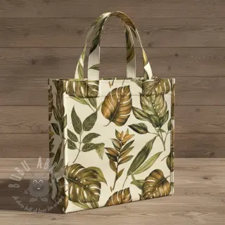 Dekorationstyg Linenlook Botanic Bold Leaf digital print