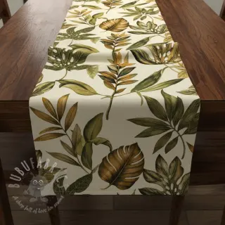 Dekorationstyg Linenlook Botanic Bold Leaf digital print