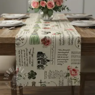 Dekorationstyg Linenlook Regal Newspaper digital print