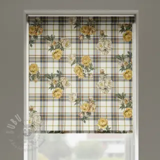 Dekorationstyg Linenlook Classic Peony Check digital print