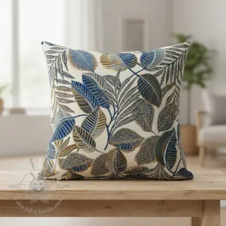 Dekorationstyg jacquard Cacao allover bleu