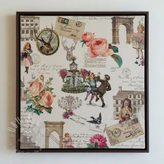 Dekorationstyg premium Linenlook Poetry Romantic Scene digital print