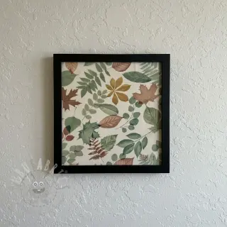Dekorationstyg Linenlook Coloured Leaf Mix digital print