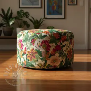 Dekorationstyg Linenlook Flashy Floral Party digital print