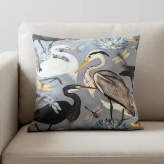 Dekoračná látka VELVET Heron bird steel grey