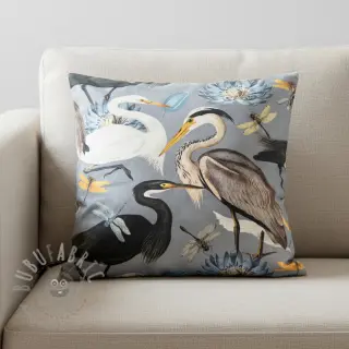 Dekorationstyg VELVET Heron bird steel grey