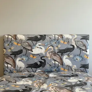 Dekorationstyg VELVET Heron bird steel grey