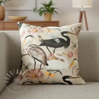 Dekorationstyg VELVET Heron bird camel