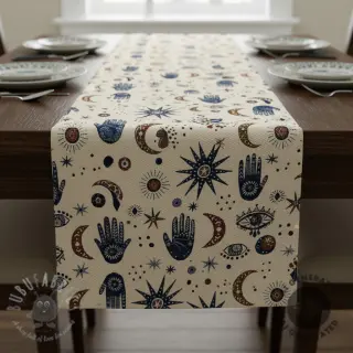Dekorationstyg jacquard Namaste allover blanc