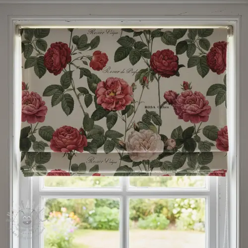 Dekorationstyg Linenlook premium Vintage Rose Garden digital print