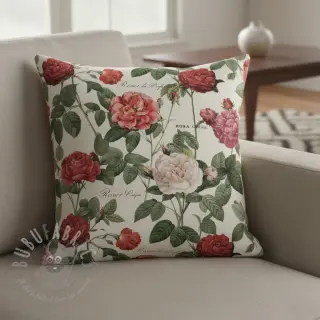 Dekorationstyg Linenlook premium Vintage Rose Garden digital print