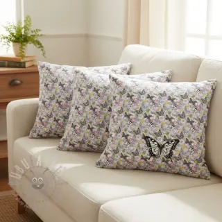 Dekorationstyg Genoveva butterfly lila digital print