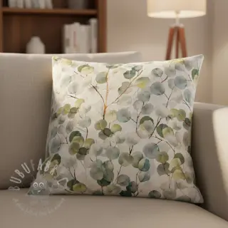 Dekorationstyg Linenlook Eucalyptus boho leaf digital print