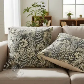 Dekorationstyg jacquard Boho leaves