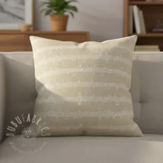 Dekorationstyg jacquard Music notes lyrics metallic