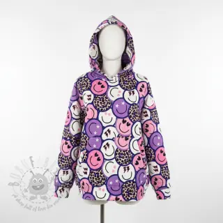 Sweatshirttyg Happy faces purple digital print